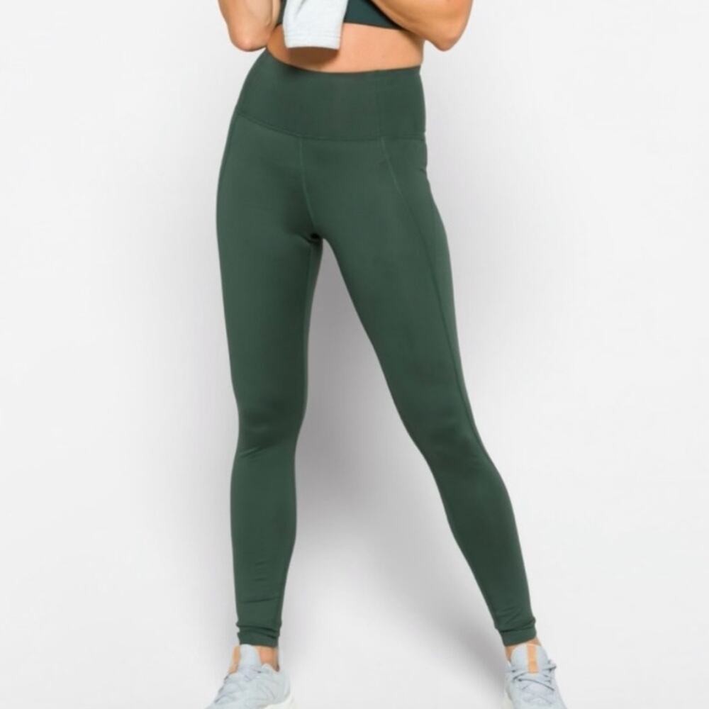 Girlfriend Collective Green High Waisted Legging Compressive MEDIUM Moss Workout